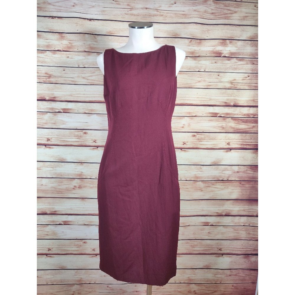 Vintage Burgundy Valentino Wool Sheath Dress Made in Italy